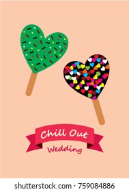 cute popsicle chill out wedding greeting card vector