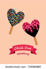 cute popsicle chill out wedding greeting card vector