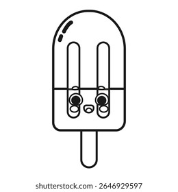 Cute popsicle kawaii summer treat vector illustration coloring page isolated on white background