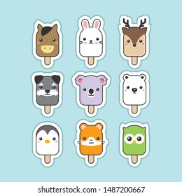 cute popsicles animal character design