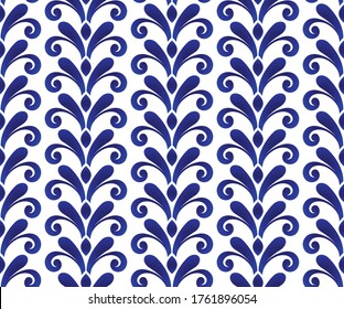 patrón de porcelana lindo estilo barroco y chino, fondo azul y blanco abstracto con viñas para diseño, porcelana, chinaware, azulejos cerámicos, textura, añil, pared, papel, seda y tela, vector