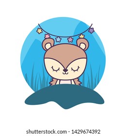 cute porcupine animal with garlands hanging
