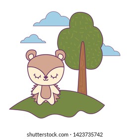 cute porcupine animal in landscape natural
