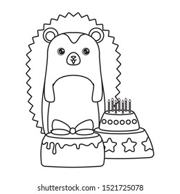 Cute Porcupine Cakes Birthday Vector Illustration Stock Vector (Royalty ...