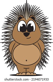 Cute porcupine or hedgehog cartoon illustration