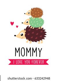 cute porcupine mother day greeting card vector