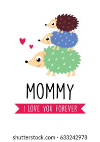 cute porcupine mother day greeting card vector