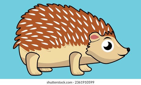 A cute Porcupine vector is designed with a yellow spotted pattern. A hedgehog drawn by lines and colored.