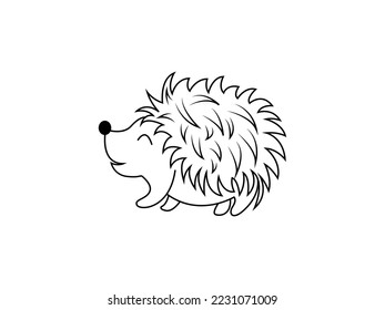 Cute Porcupine Vector illustration. Baby Porcupine Line Drawing. Use for T shirt Template, kids Design, Fashion Wear. Eps 10