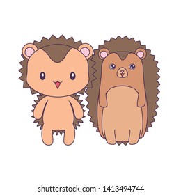 cute porcupines animals isolated icon