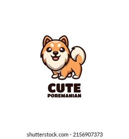 Cute Poremanian Cartoon Pet Dog Creative Logo