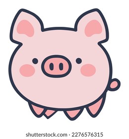 cute pork farm animal character