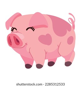 cute pork farm animal character