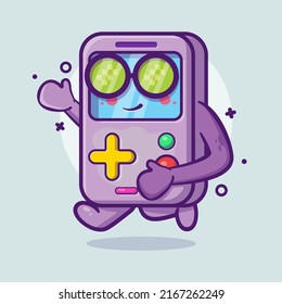 cute portable video game character mascot running isolated cartoon in flat style design
