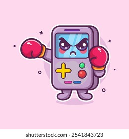 bonitinho mascote de personagem de videogame portátil jogando boxe esporte isolado cartoon