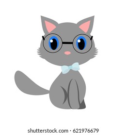 Cute portrait of a cat with glasses