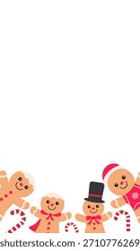 Marco lindo del borde de las Navidades del retrato con los caracteres del jengibre para los diseños festivos de la tarjeta de felicitación.