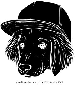 cute portrait of a dog on black background vector illustration