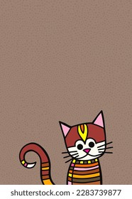 A cute portrait of a kitten made up of simple stripes. Add your own text in the copy-space.
