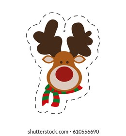 cute portrait reindeer christmas cut line vector illustraiton eps 10