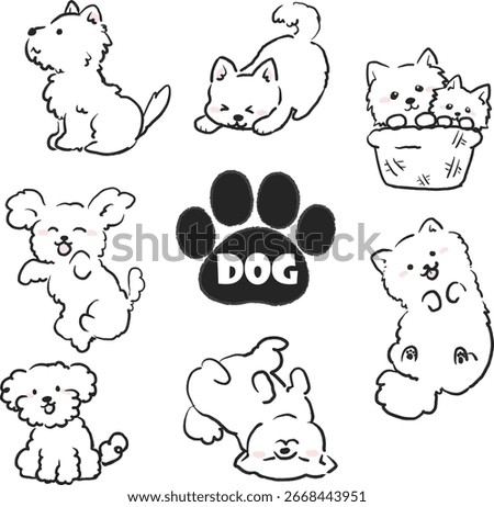 Cute pose set illustration of various dogs