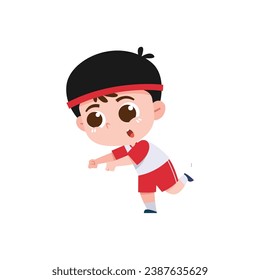 cute pose of a small child racing fun