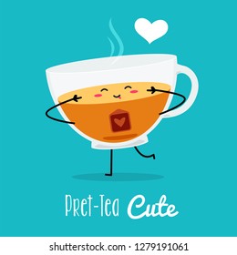 a cute pose of a tea. Vector Illustration