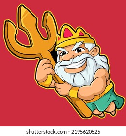 cute poseidon cartoon VECTOR illustration