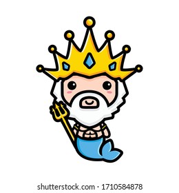 Cute poseidon character vector design