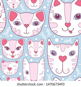 Cute positive cartoon cat in vector for kids