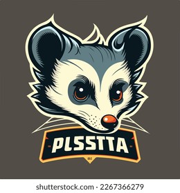 Cute Possum head Vector Logo Icon Sports Mascot flat illustration