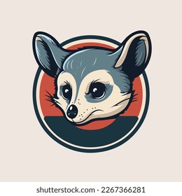 Cute Possum head Vector Logo Icon Sports Mascot flat illustration