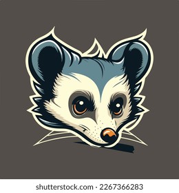 Cute Possum head Vector Logo Icon Sports Mascot flat illustration