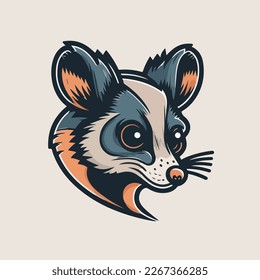 Cute Possum head Vector Logo Icon Sports Mascot flat illustration