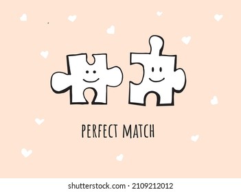 Cute post card about love, perfect match