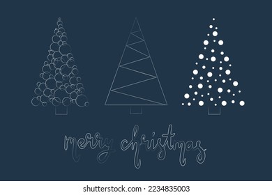 Cute post card with Christmas trees. Vector illustration for cards, posters, flyers, webs and other use.