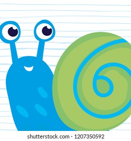 Cute postcard with blue snail.