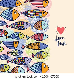 Cute postcard with decorative fish.