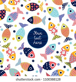 Cute postcard with decorative fish.