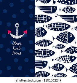 Cute postcard with decorative fish.
