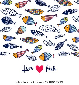 Cute postcard with decorative fish.
