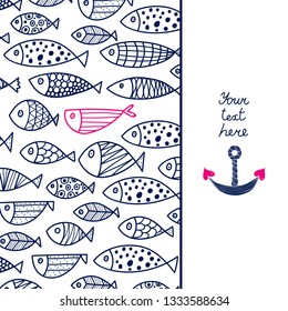 Cute postcard with decorative fish.