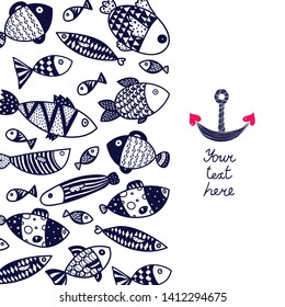 Cute postcard with decorative fish.