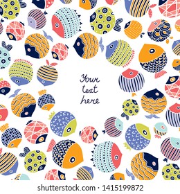 Cute postcard with decorative fish.