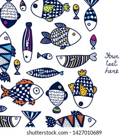 Cute postcard with decorative fish.