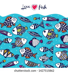 Cute postcard with decorative fish.