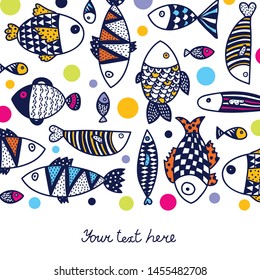 Cute postcard with decorative fish.