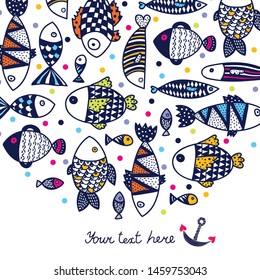 Cute postcard with decorative fish.