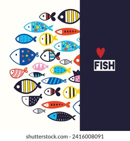 Postal con pescado decorativo.