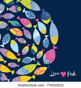Cute postcard with decorative fish.